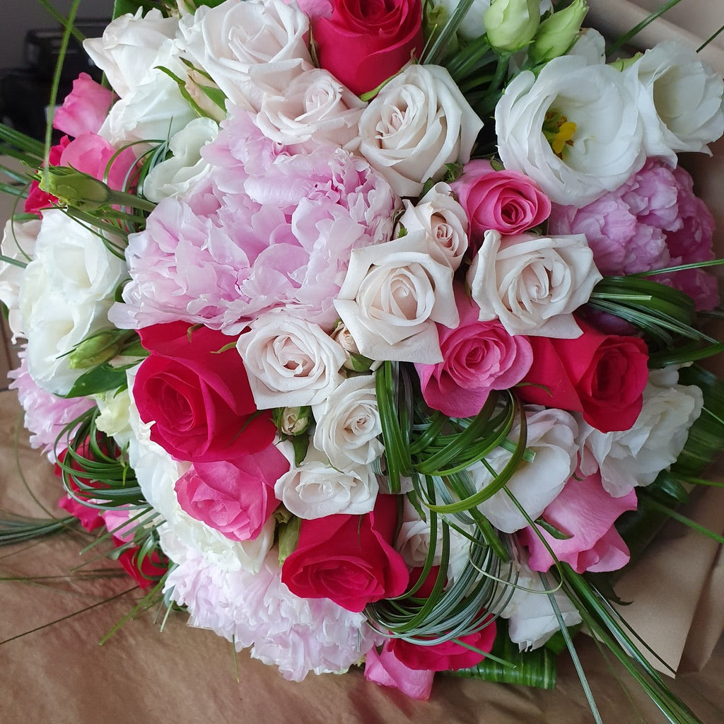 Bouquet fiori misti - Bianco Rosa - Fiori Pelizzari