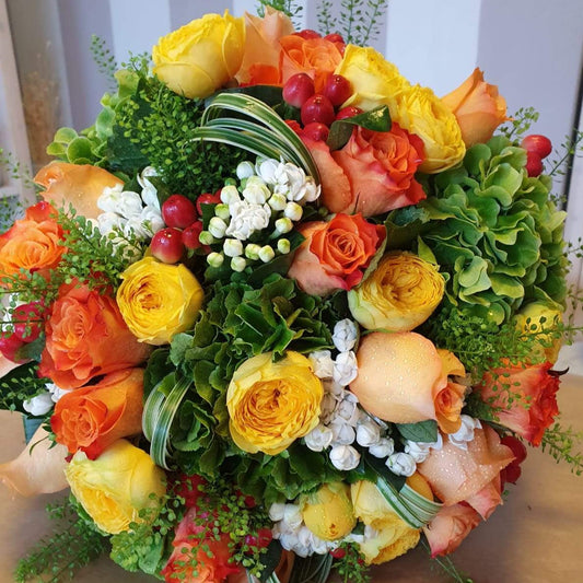 Bouquet fiori misti - Bianco Giallo Arancione - Fiori Pelizzari